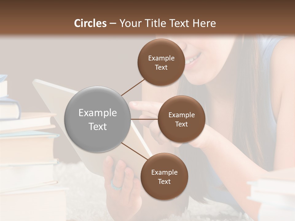 Pile Book Woman PowerPoint Template