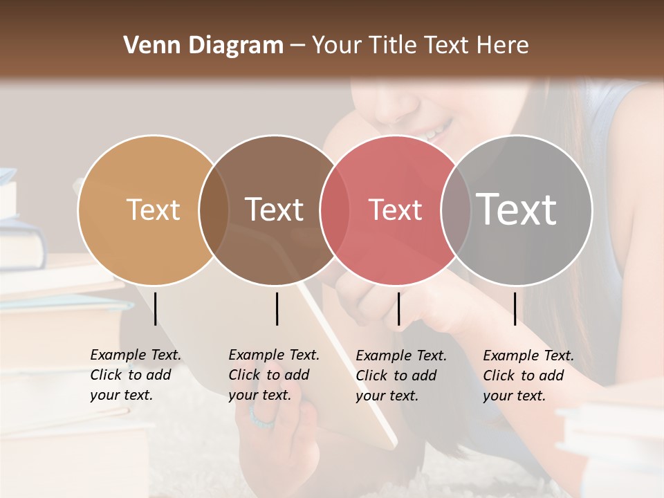 Pile Book Woman PowerPoint Template