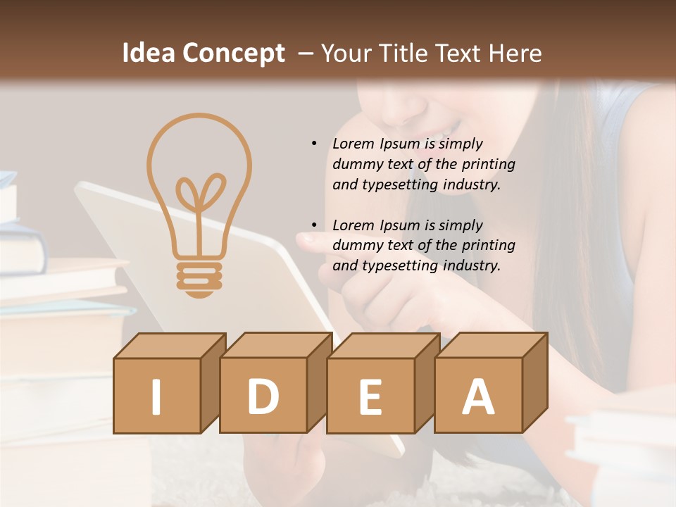 Pile Book Woman PowerPoint Template