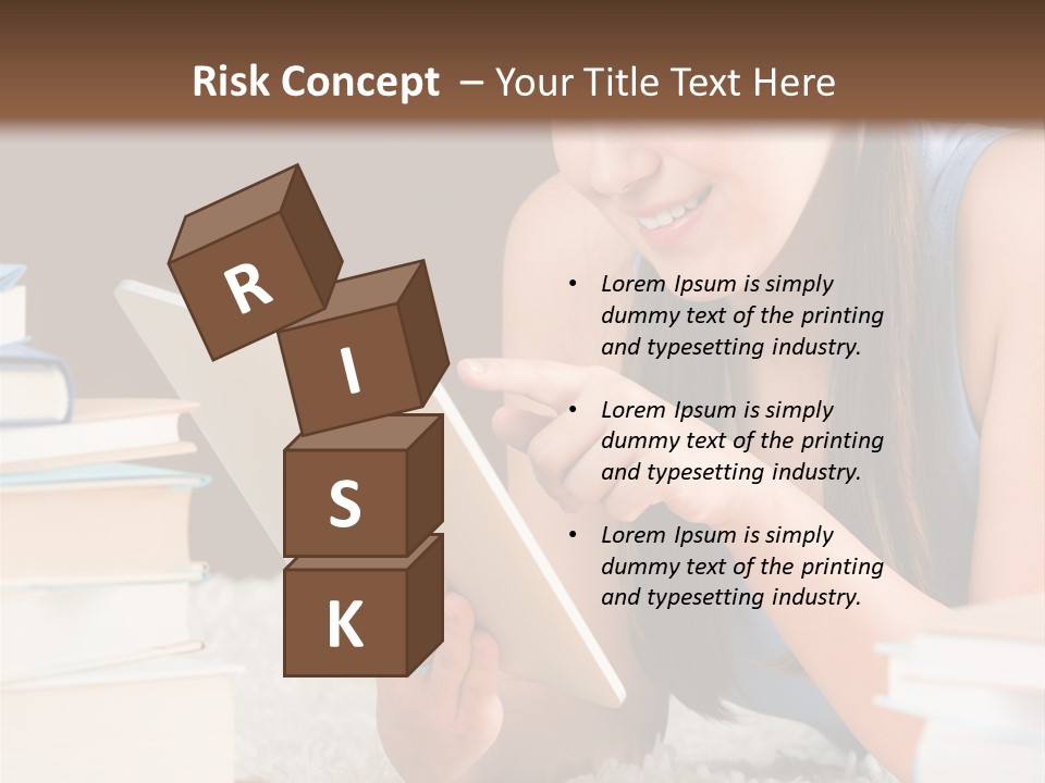 Pile Book Woman PowerPoint Template