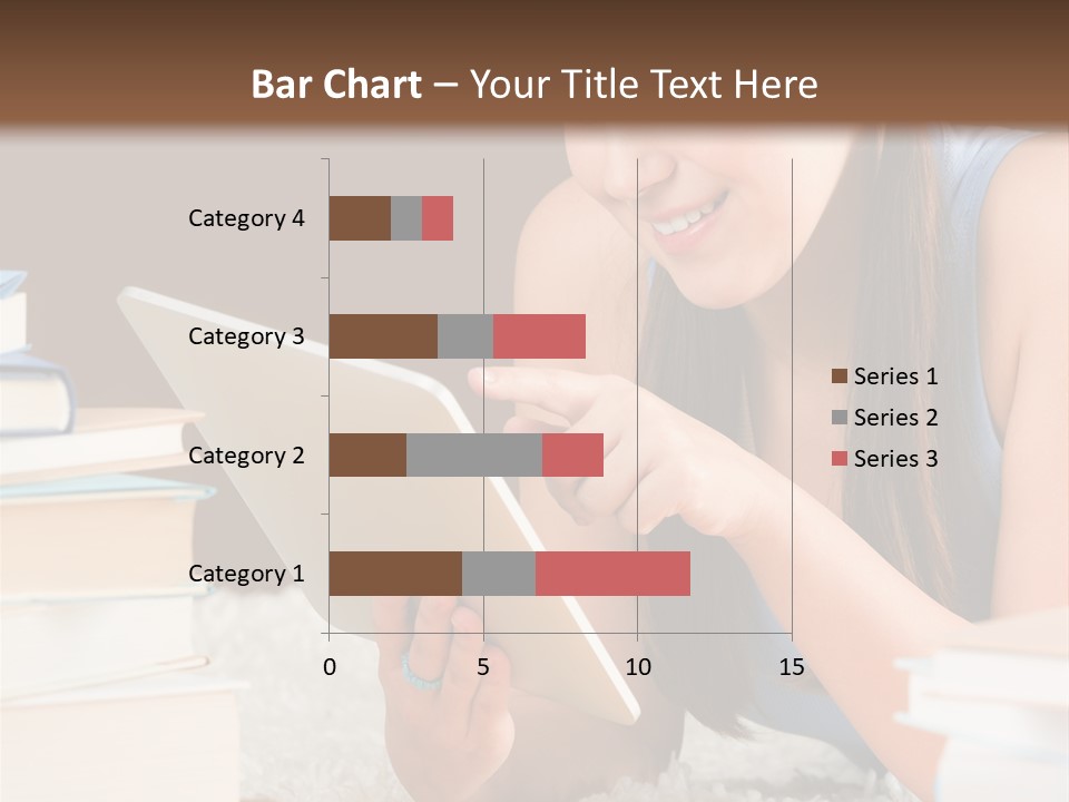 Pile Book Woman PowerPoint Template