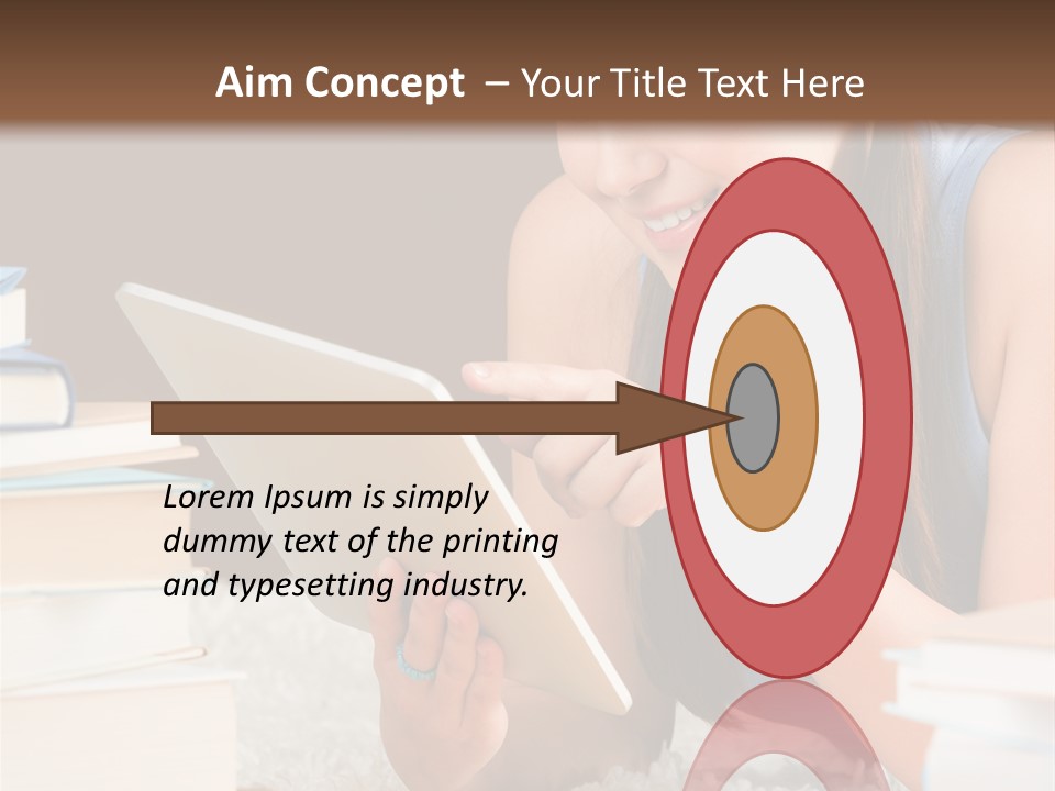 Pile Book Woman PowerPoint Template