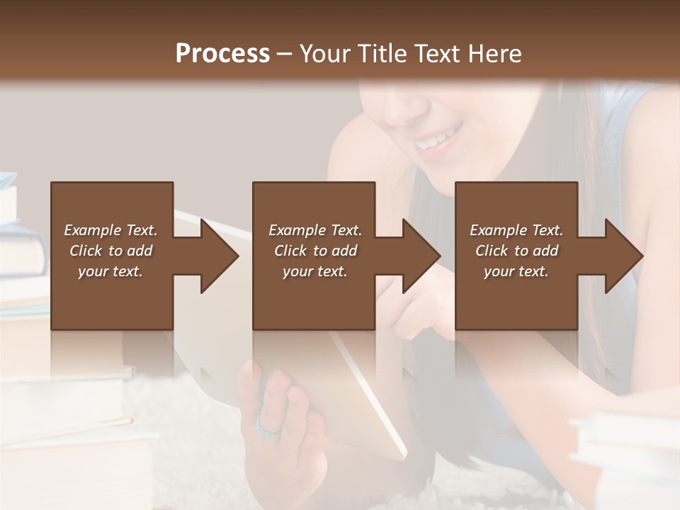 Pile Book Woman PowerPoint Template