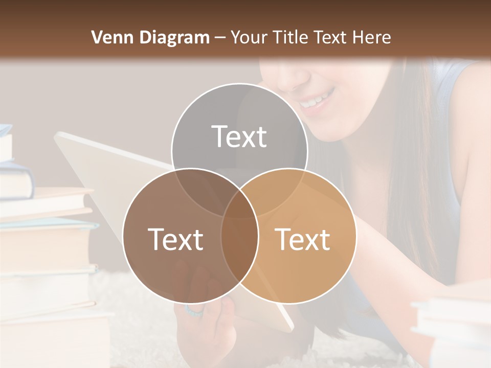 Pile Book Woman PowerPoint Template