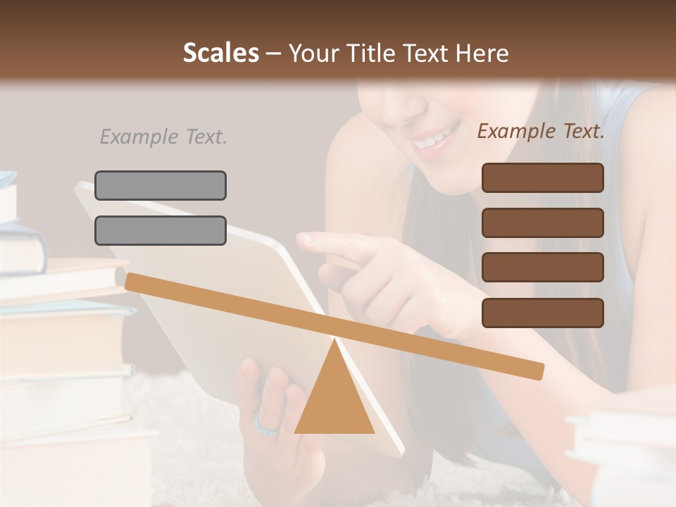 Pile Book Woman PowerPoint Template