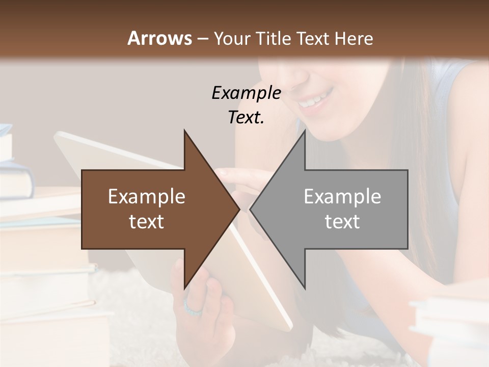 Pile Book Woman PowerPoint Template