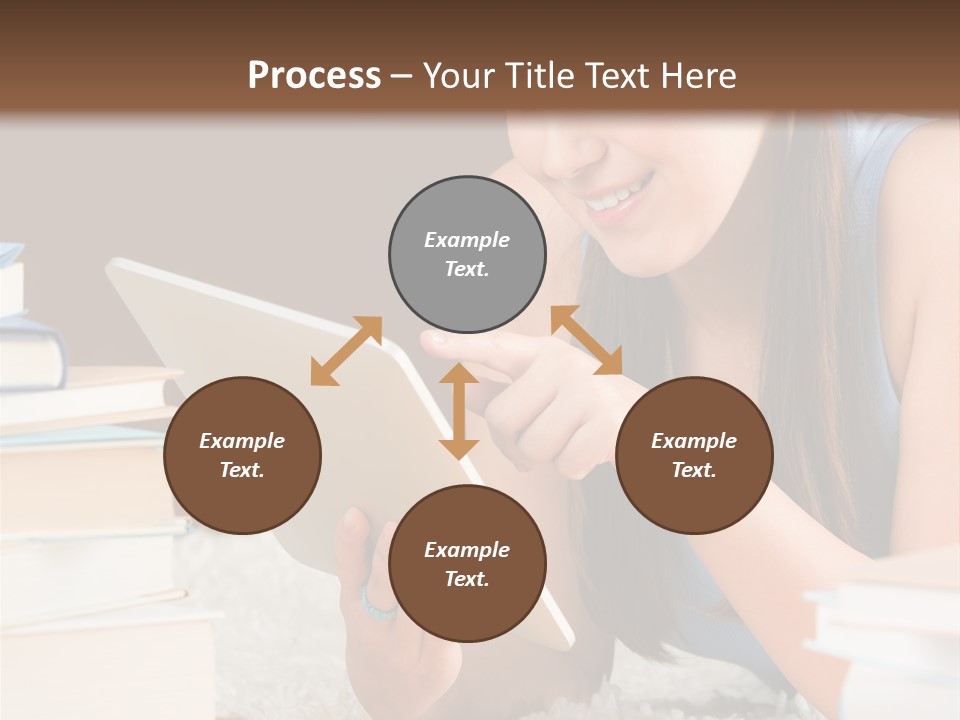 Pile Book Woman PowerPoint Template