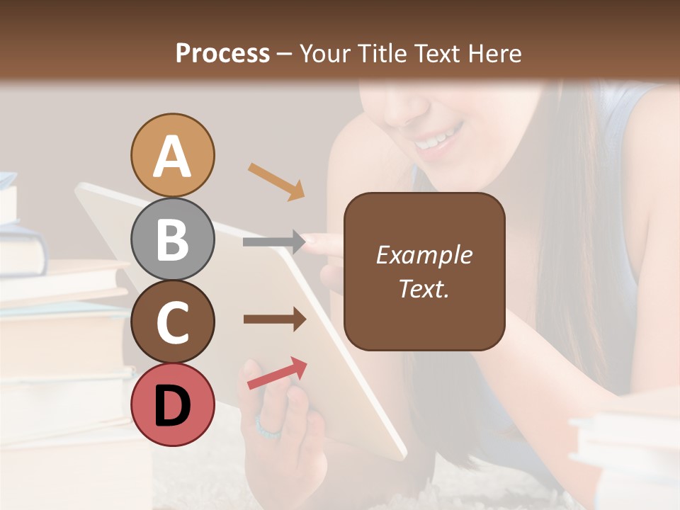 Pile Book Woman PowerPoint Template