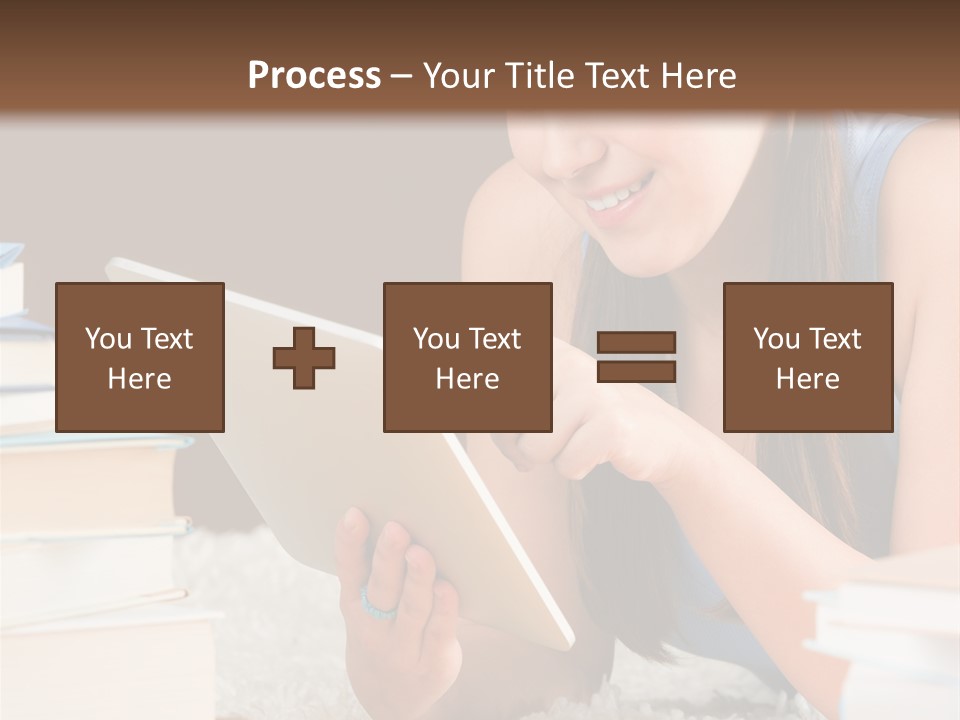 Pile Book Woman PowerPoint Template