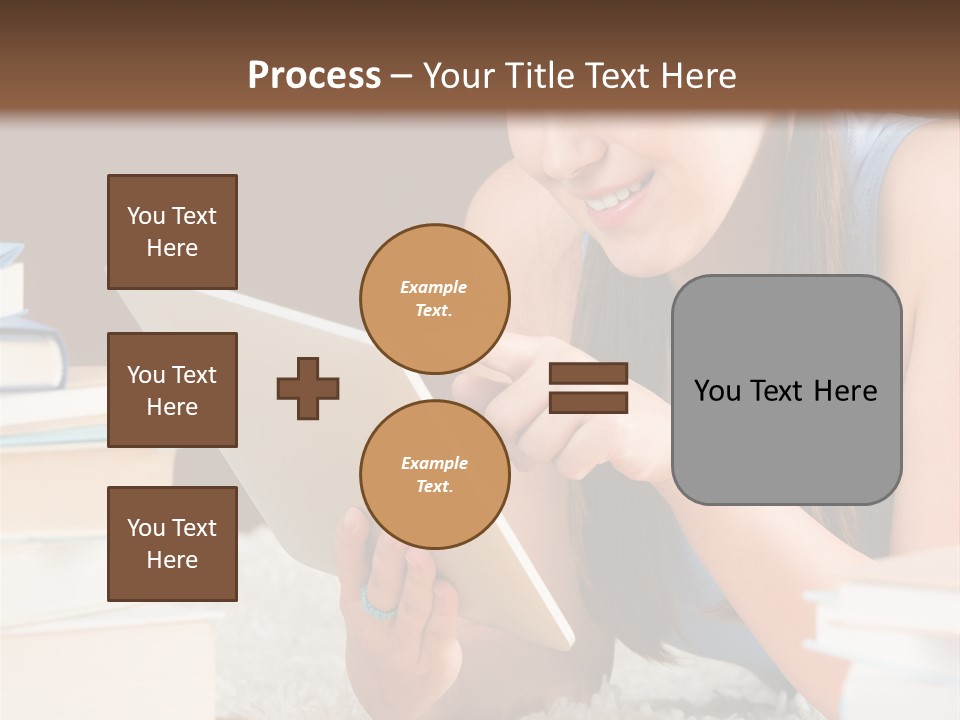 Pile Book Woman PowerPoint Template