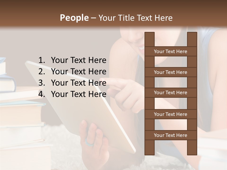 Pile Book Woman PowerPoint Template