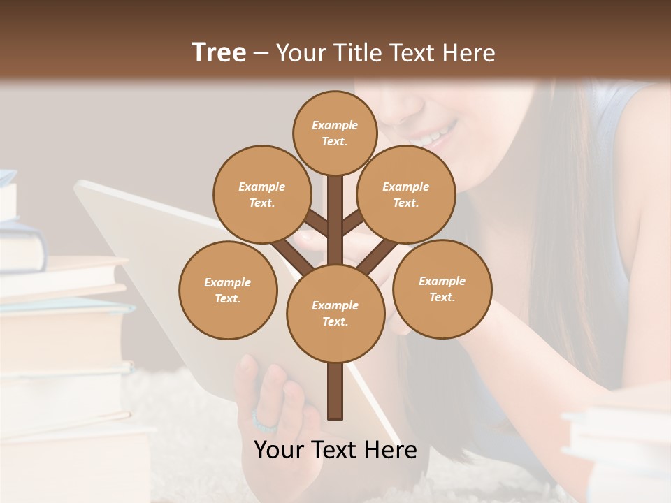 Pile Book Woman PowerPoint Template