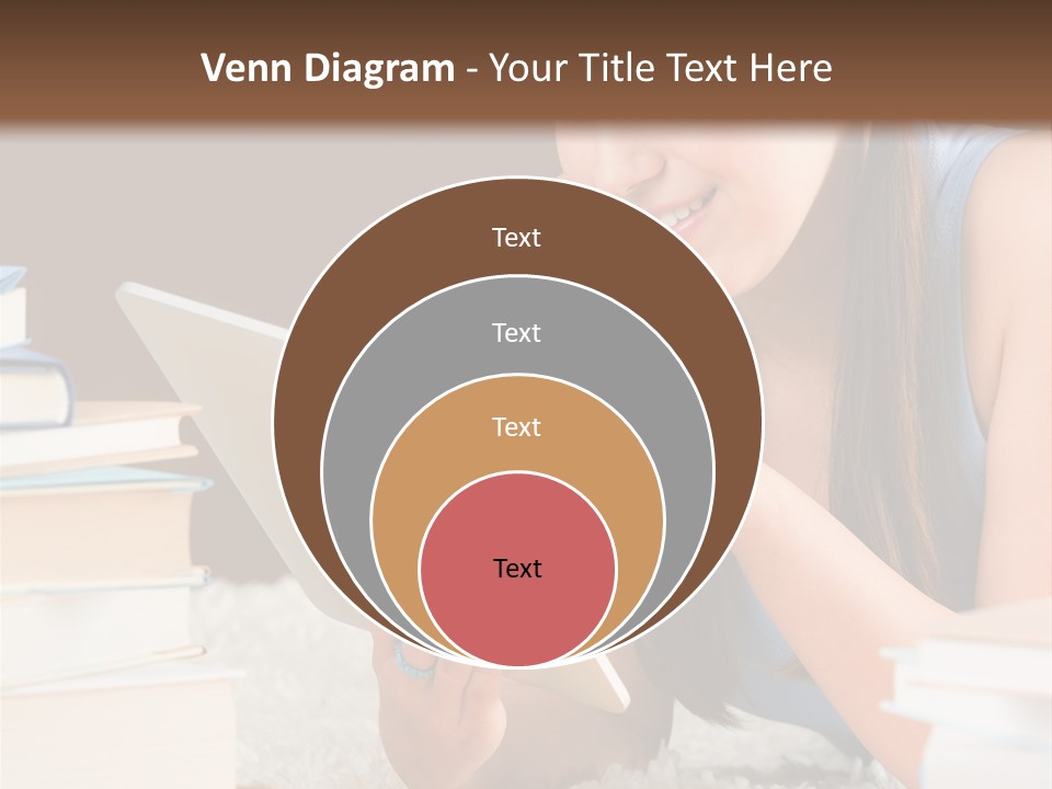 Pile Book Woman PowerPoint Template