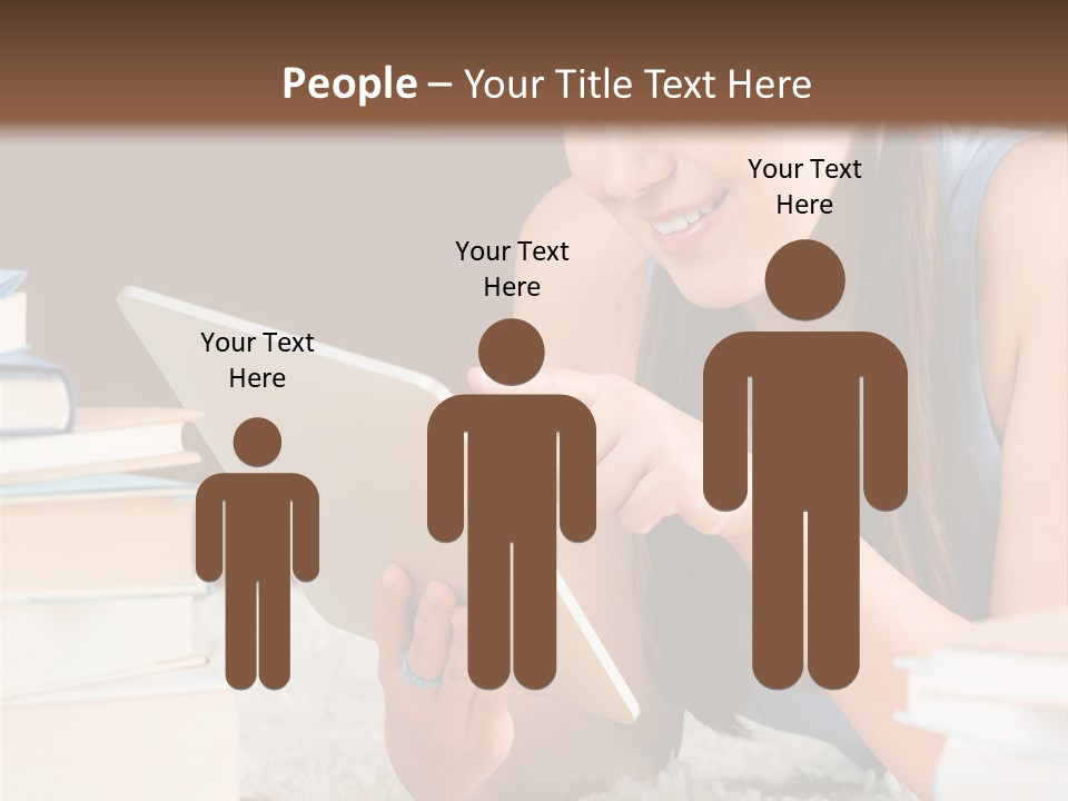 Pile Book Woman PowerPoint Template