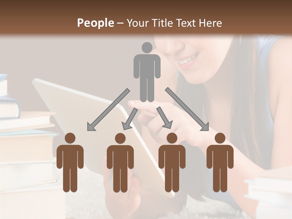 Pile Book Woman PowerPoint Template