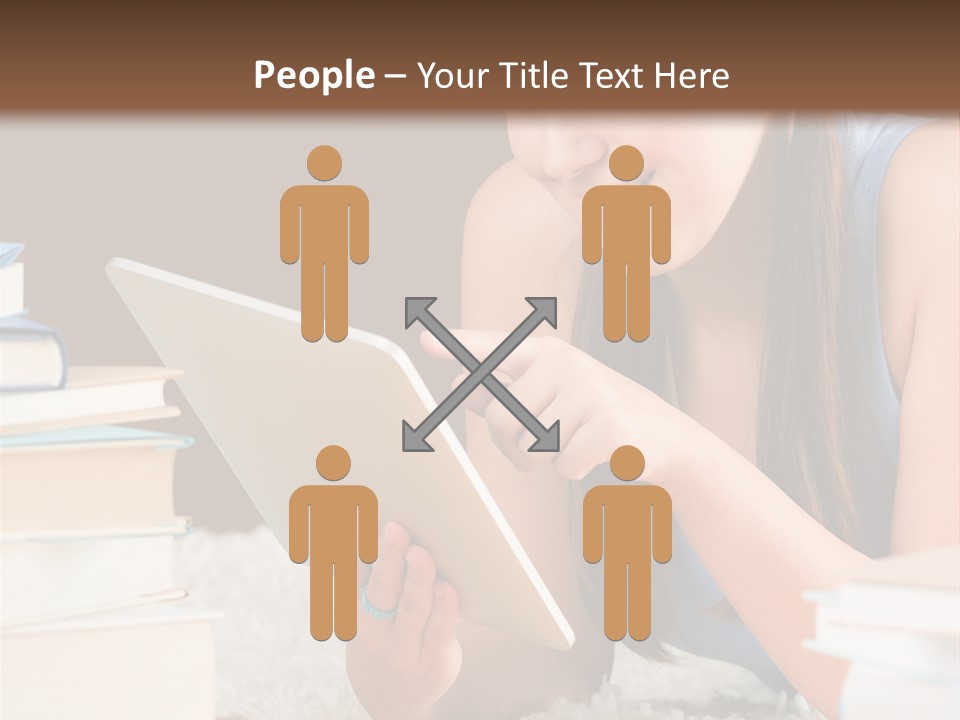 Pile Book Woman PowerPoint Template