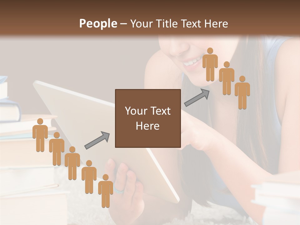 Pile Book Woman PowerPoint Template