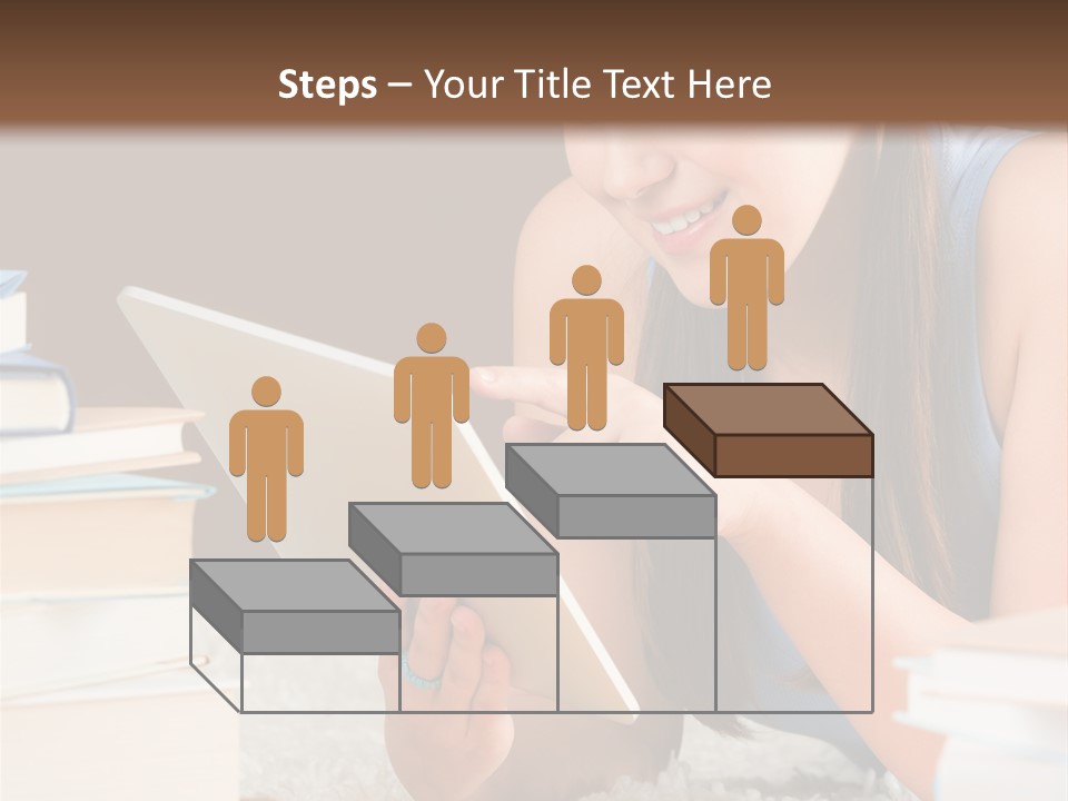 Pile Book Woman PowerPoint Template