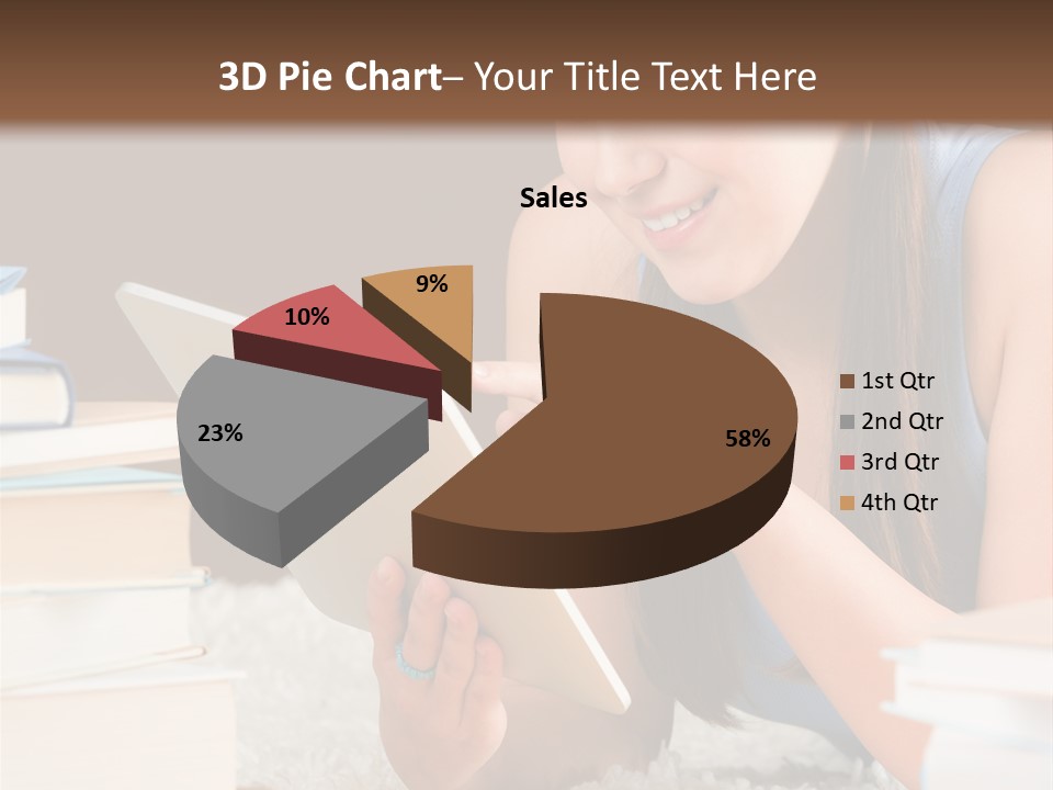Pile Book Woman PowerPoint Template