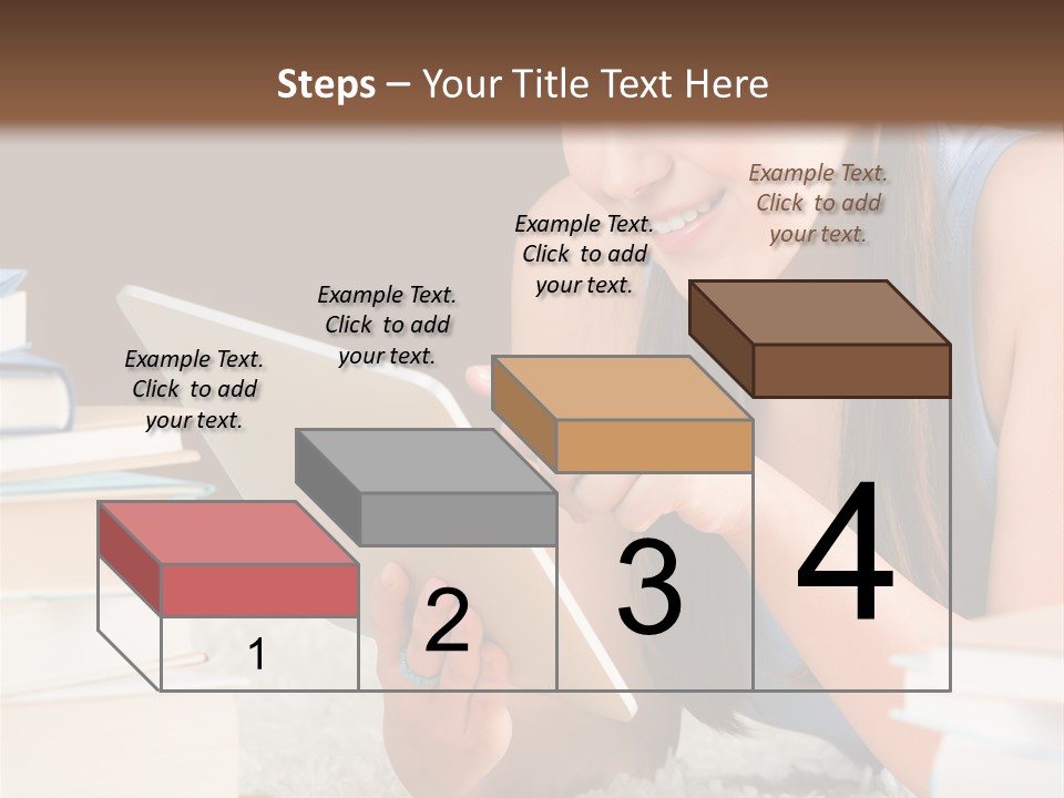 Pile Book Woman PowerPoint Template