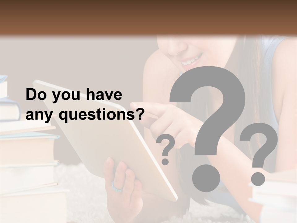 Pile Book Woman PowerPoint Template