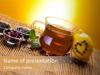 Drop Herbs Teapot PowerPoint Template