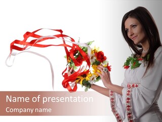 Beautiful Embroidery Red PowerPoint Template