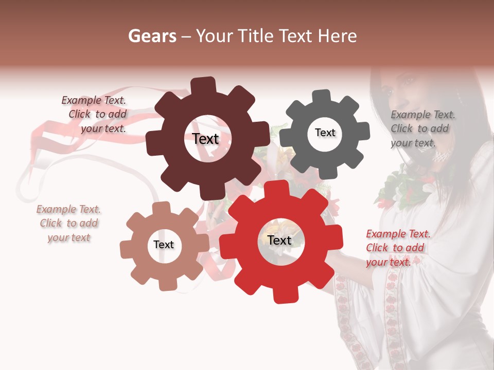 Beautiful Embroidery Red PowerPoint Template