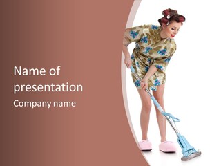 Housekeeping Mopping Lady PowerPoint Template