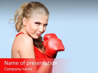 Girl Self Defence Red PowerPoint Template