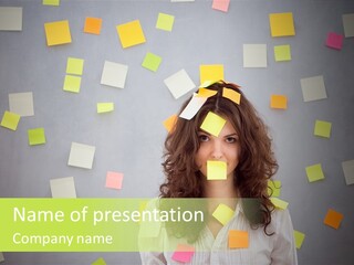 Businesswoman Note Busy PowerPoint Template