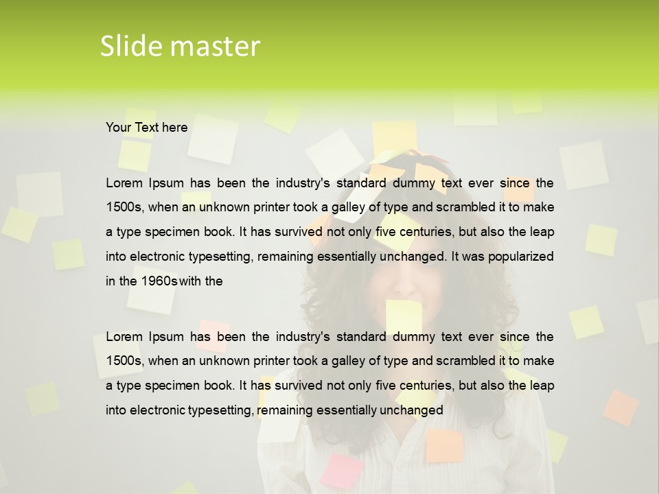 Businesswoman Note Busy PowerPoint Template