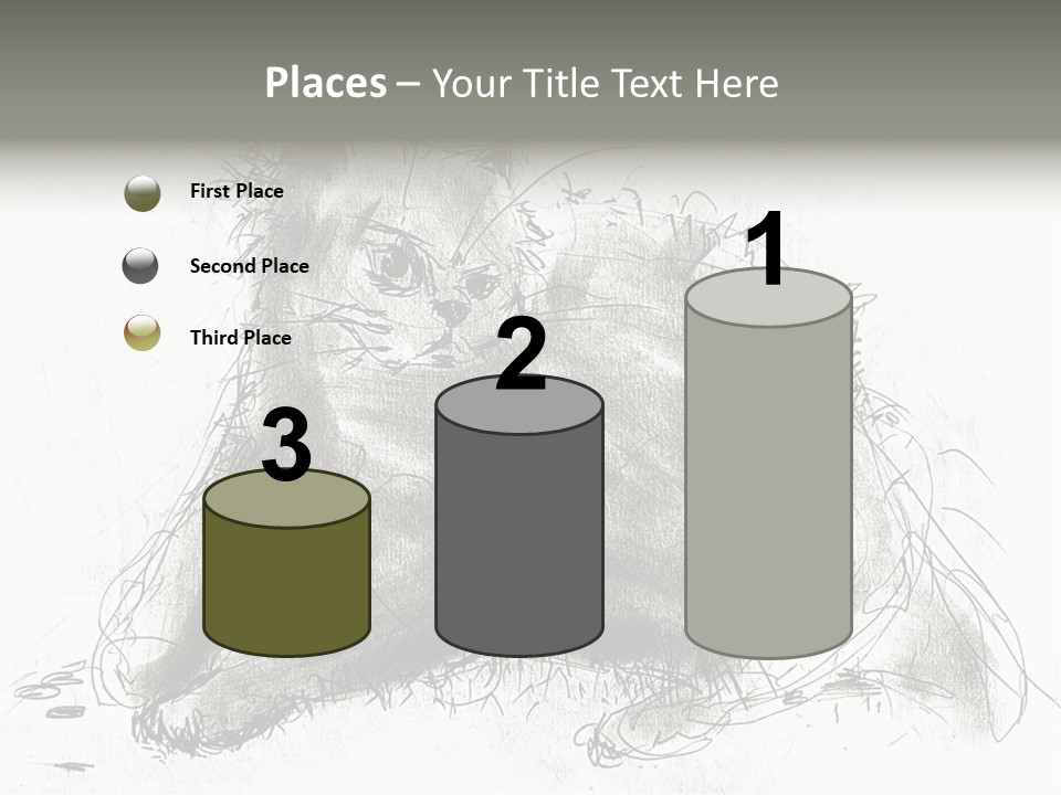 Kitten Drawing Line PowerPoint Template