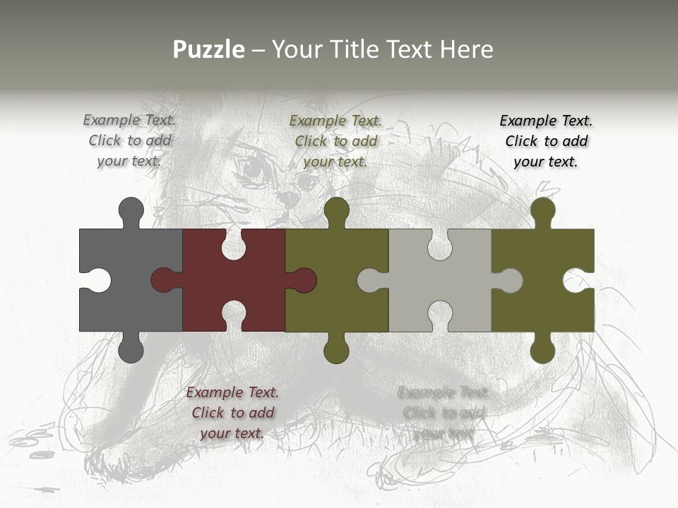 Kitten Drawing Line PowerPoint Template