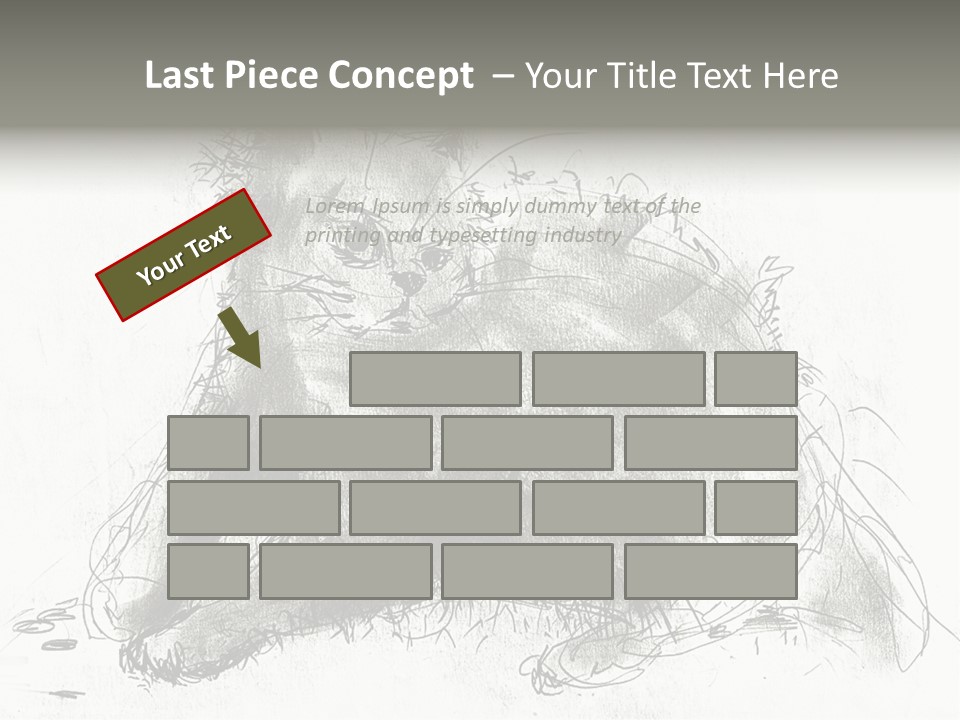 Kitten Drawing Line PowerPoint Template