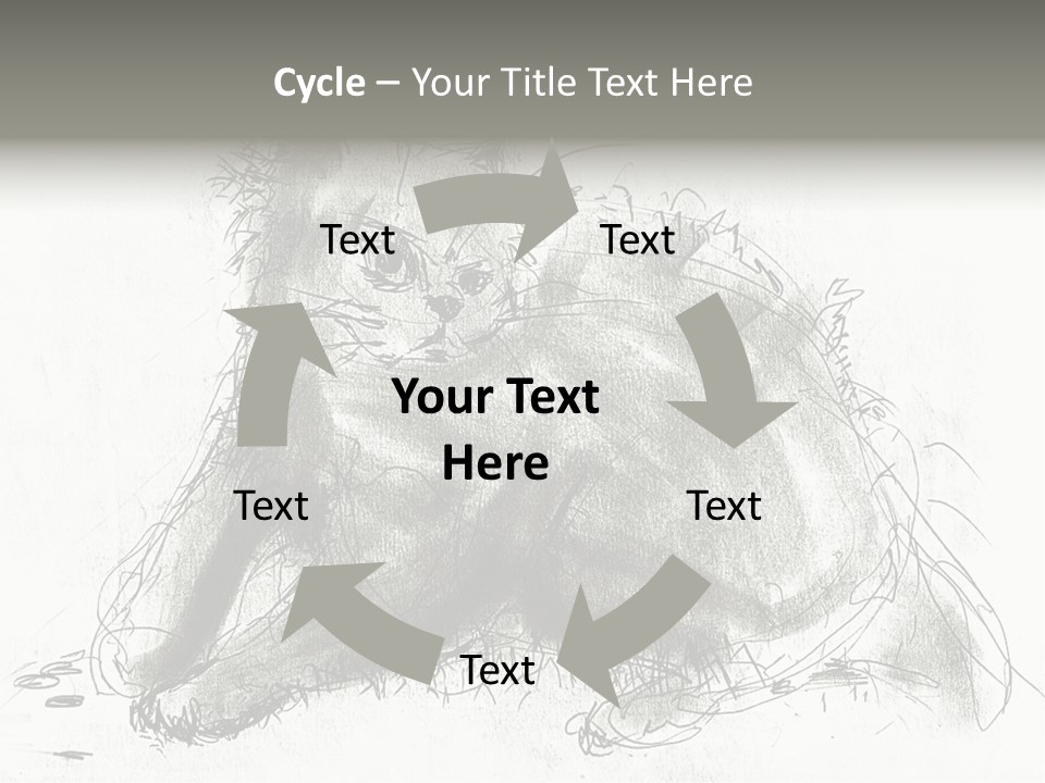 Kitten Drawing Line PowerPoint Template