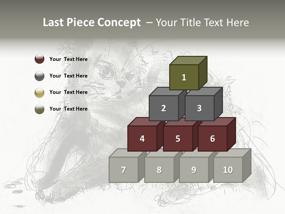 Kitten Drawing Line PowerPoint Template