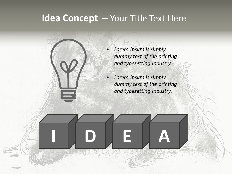 Kitten Drawing Line PowerPoint Template