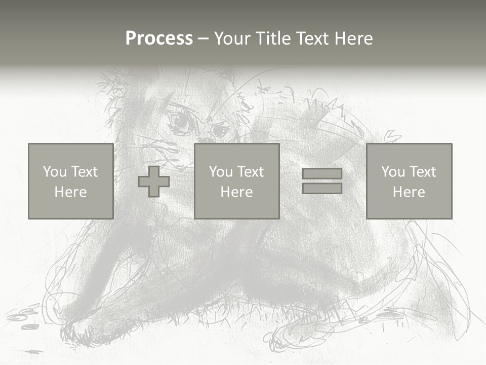 Kitten Drawing Line PowerPoint Template