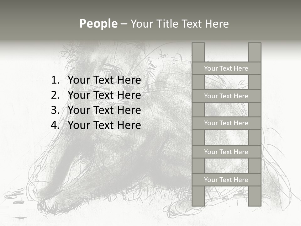 Kitten Drawing Line PowerPoint Template