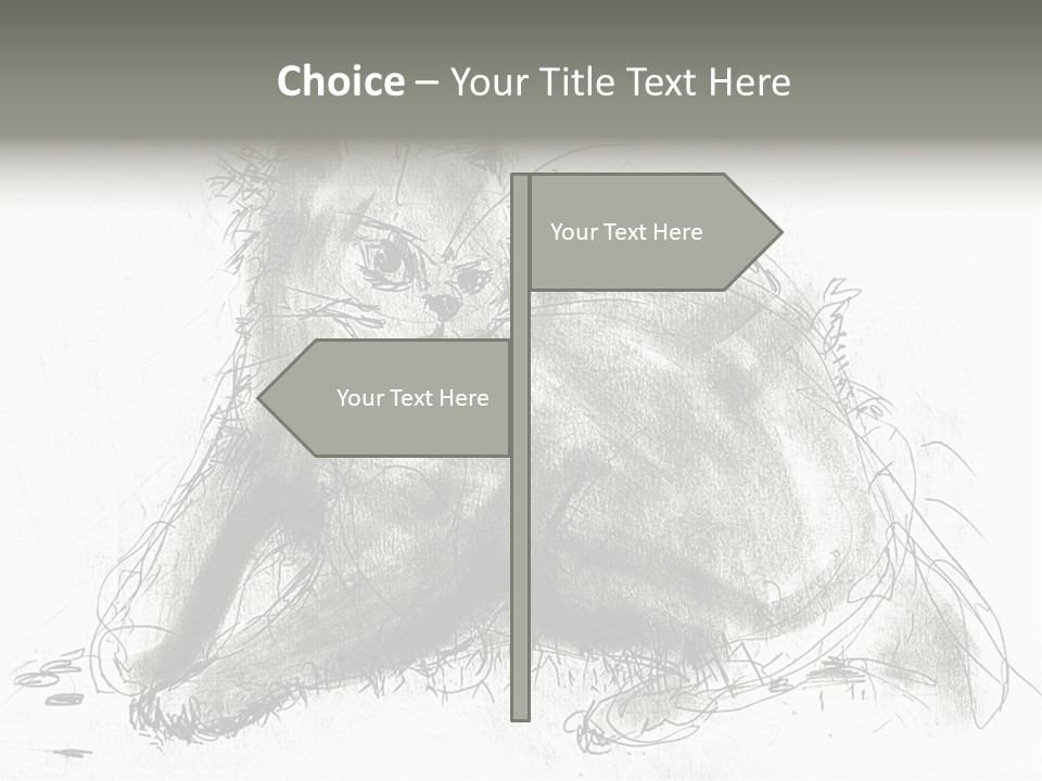 Kitten Drawing Line PowerPoint Template