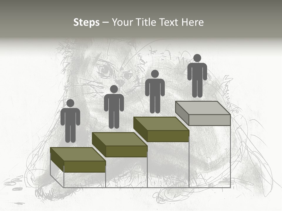 Kitten Drawing Line PowerPoint Template