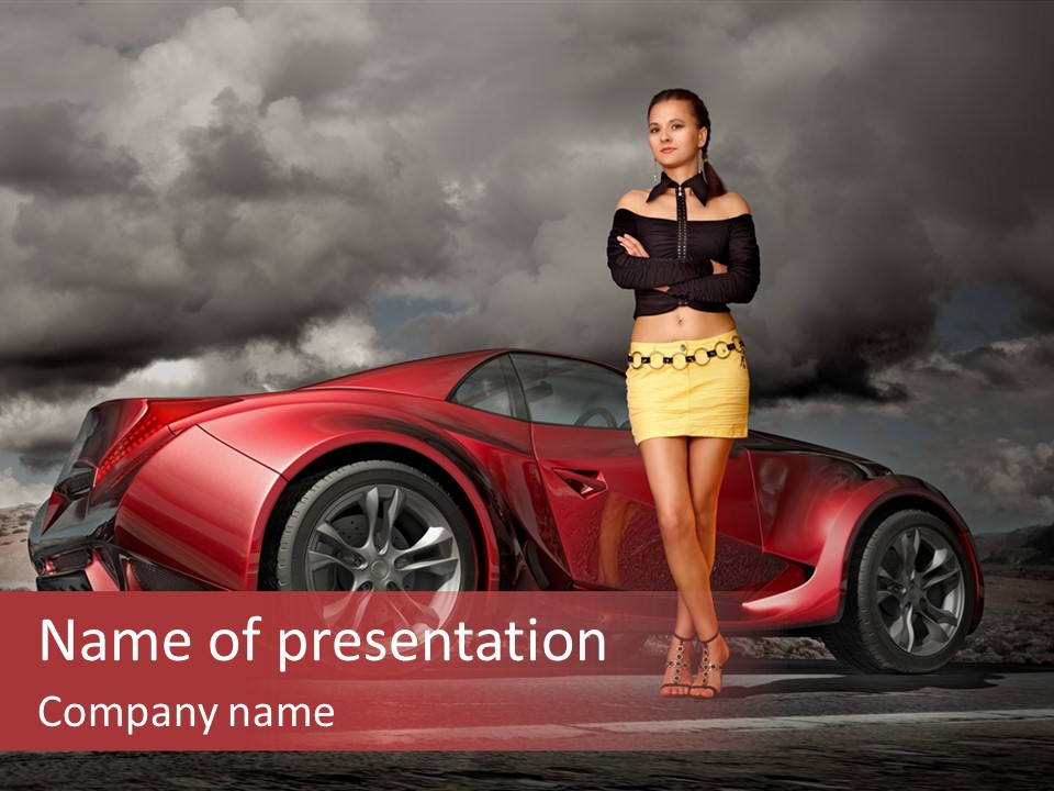 Woman Drive Automobile PowerPoint Template