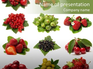 Strawberries Cherries Group PowerPoint Template