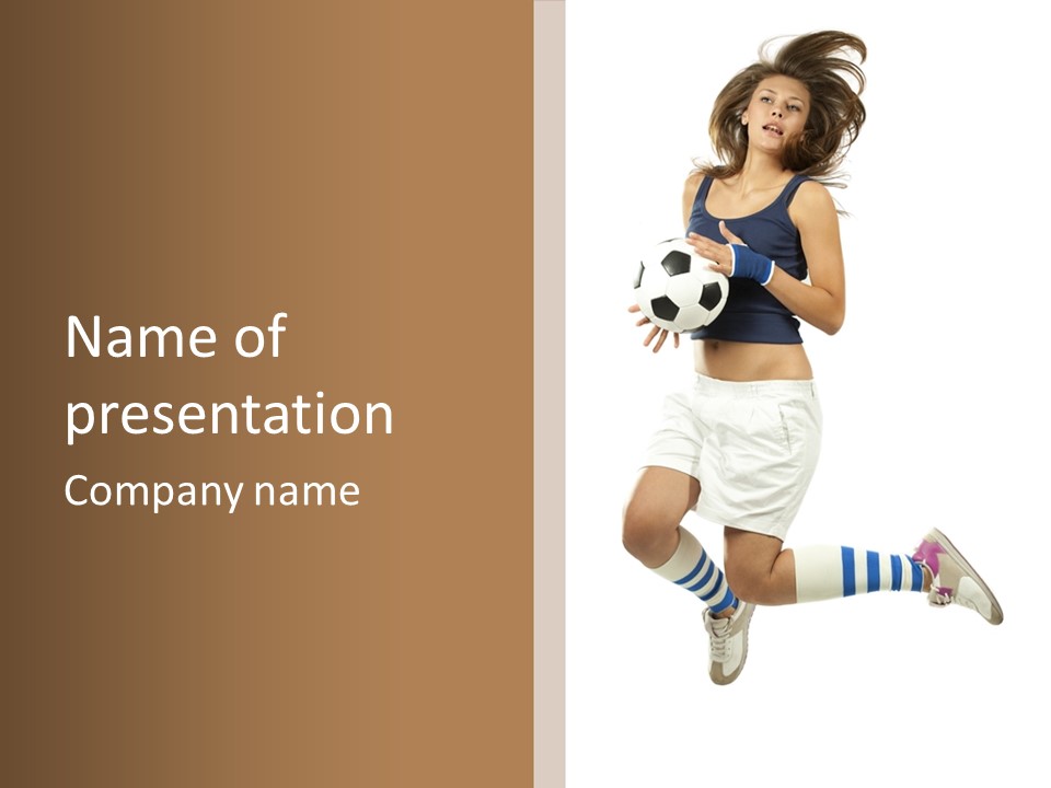 Girl Woman Soccer PowerPoint Template