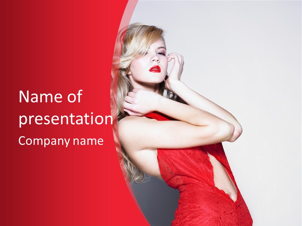 Looking Sensuality White PowerPoint Template