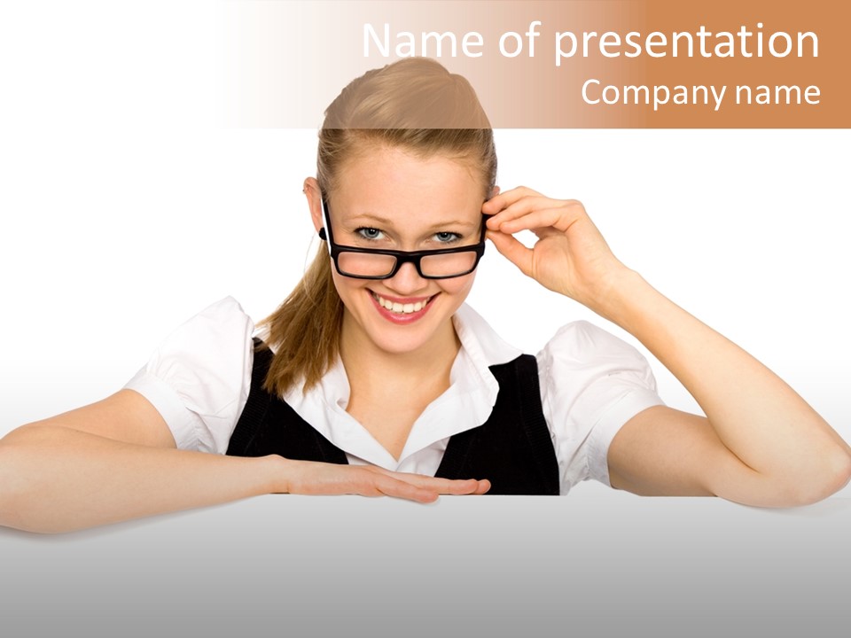 Glasses Businesswoman  PowerPoint Template