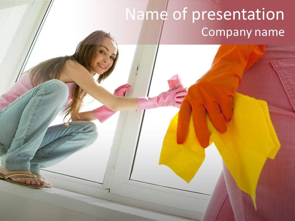 Glass Windowsill Spring Clean PowerPoint Template