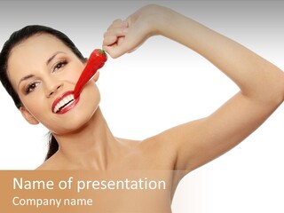 Isolated Bite Brunette PowerPoint Template