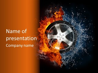 Isolated Yellow Burning PowerPoint Template